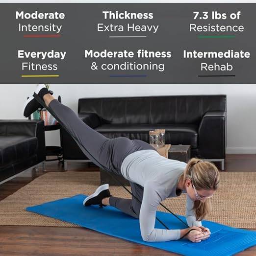 THERABAND Resistance Bands Set, Professional Elastic Band For Upper & Lower Body Exercise, Strength Training without Weights, Physical Therapy, Lower Pilates, & Rehab, Blue & Black, Advanced