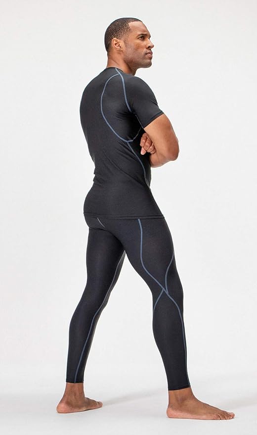 DEVOPS 3 Pack Men's Cool Dry Short Sleeve Compression Shirts, Sports Baselayer T-Shirts Tops, Athletic Workout Shirt