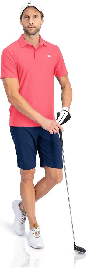 Three Sixty Six Golf Shirts for Men - Dry Fit Short-Sleeve Polo, Athletic Casual Collared T-Shirt