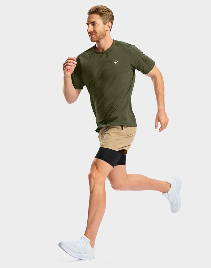 Pudolla Men's Workout Running T-Shirts Lightweight Quick Dry Athletic Gym Shirts for Men Short Sleeve Sport Tee Tops