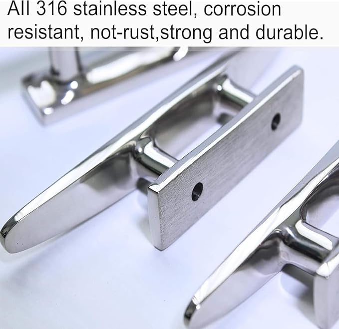 Boat Cleat Open Base Boat Cleat 4/5/6/8 inch, Dock Cleat All 316 Stainless Steel Boat Mooring Accessories, Include Installation Accessories Screws