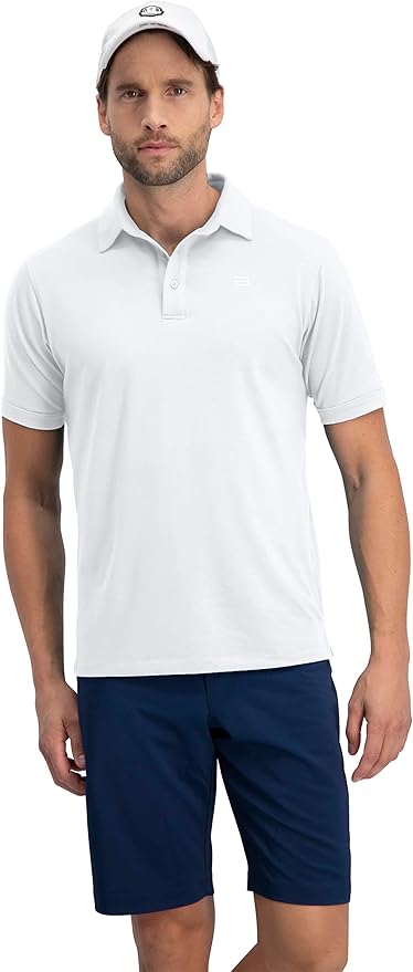 Three Sixty Six Golf Shirts for Men - Dry Fit Short-Sleeve Polo, Athletic Casual Collared T-Shirt