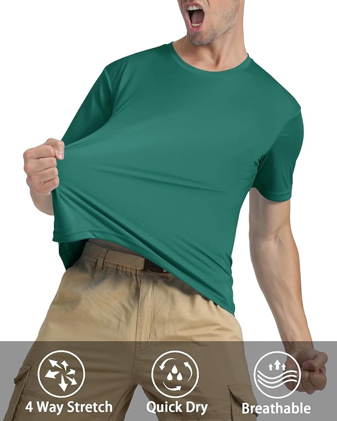 KEFITEVD Men's Short Sleeve UPF 50+ Sun Protection Shirts Quick Dry Rashguard Swim Shirt SPF Workout Fishing Athletic T-Shirt