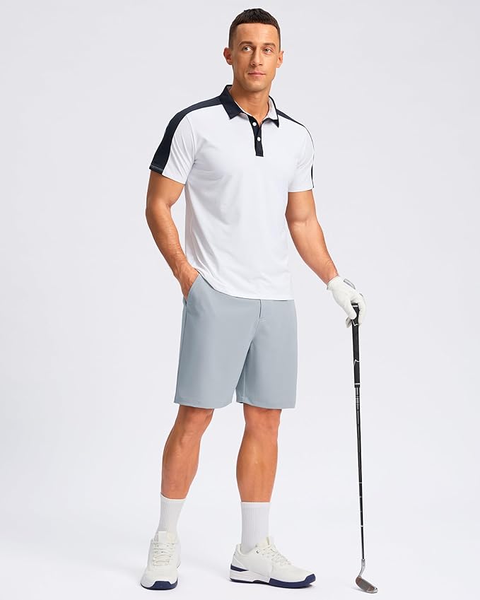 Pudolla Men's Casual Shorts 7"/9" Lightweight Golf Shorts with 3 Pockets Stretch Quick Dry Comfy Work Shorts