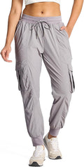 smawell Women's Hiking Cargo Pants with Pockets Lightweight Quick Dry Joggers Travel Camping Outdoor Pants