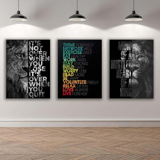 Motivational Canvas Painting Wall Art Execution Grind Hustle Inspirational Wall Art Success Entrepreneur Poster Positive Quotes Wall Poster Framed for Home Office Wall Decor[72''Wx 36''H]