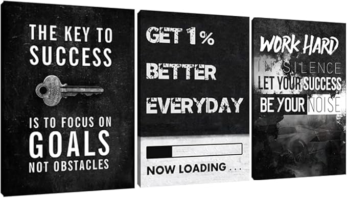 Yetaryy Motivational Poster Inspirational Wall Art 3 Pieces Canvas Painting Lion Artwork for Living Room Office Modern Home Decor Prints Pictures Wall Decor Framed Ready to Hang [72''Wx 36''H]