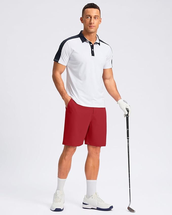 Pudolla Men's Casual Shorts 7"/9" Lightweight Golf Shorts with 3 Pockets Stretch Quick Dry Comfy Work Shorts