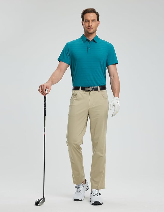 fit space Men’s Performance Golf Polo, Cooling Tennis Shirts, Seamless Stretch, Quick-Dry Short Sleeve with IceSilk Tech