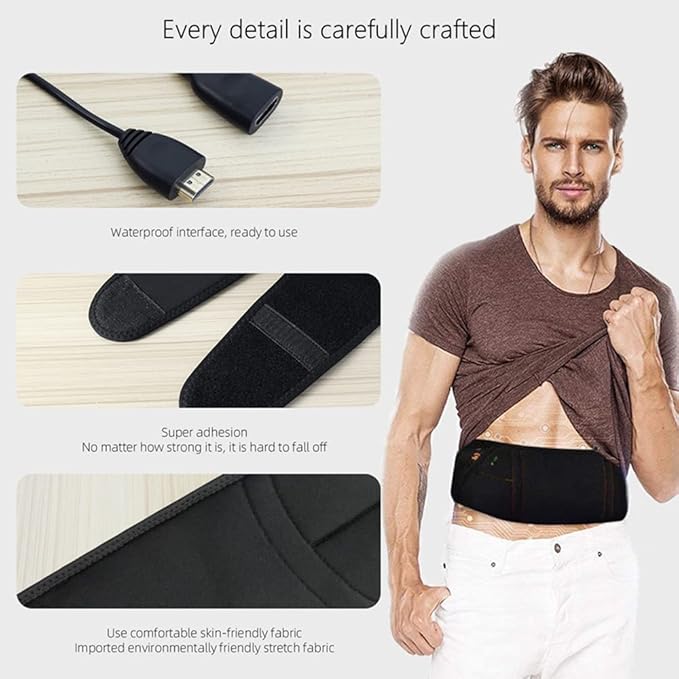 Pro Abdominal Fitness Abs Workout Belt 30''-55'' Black for Man and Woman