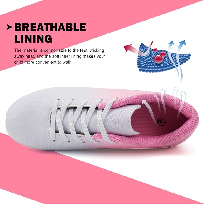 JABASIC Kids Outdoor Soccer Cleats Athletic Firm Ground Football Shoes