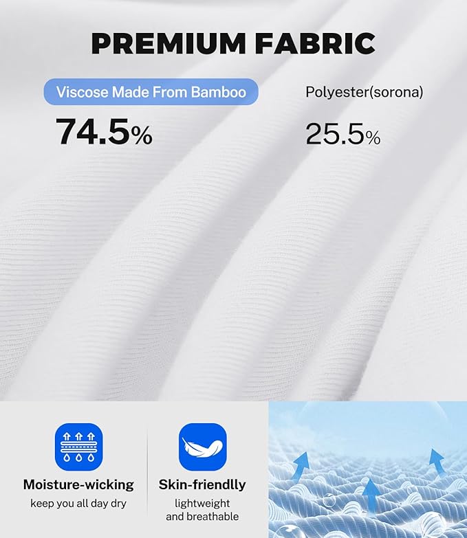 BAMBOO COOL Men's Polo Shirts Slim Fit Moisture Wicking Golf Shirts Performance Short Sleeve for Men