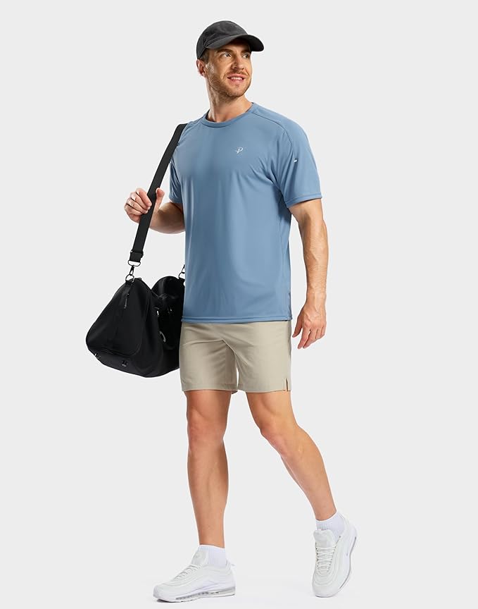Pudolla Men's Workout Running T-Shirts Lightweight Quick Dry Athletic Gym Shirts for Men Short Sleeve Sport Tee Tops