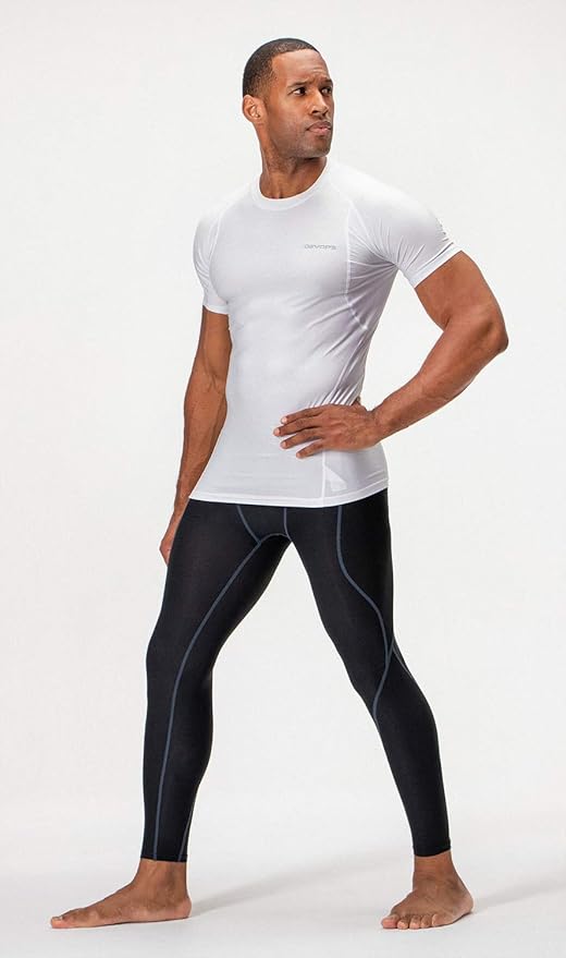 DEVOPS 3 Pack Men's Cool Dry Short Sleeve Compression Shirts, Sports Baselayer T-Shirts Tops, Athletic Workout Shirt