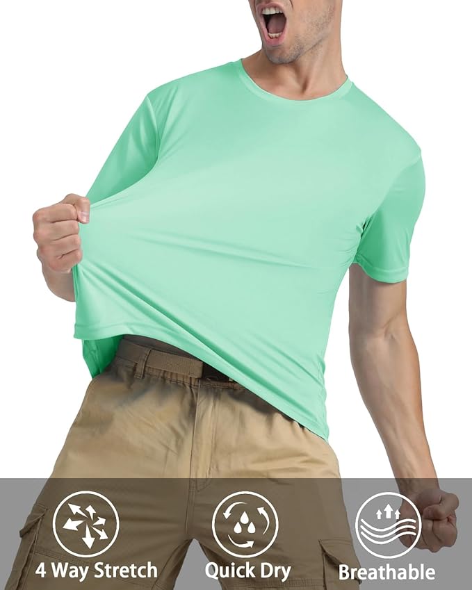 KEFITEVD Men's Short Sleeve UPF 50+ Sun Protection Shirts Quick Dry Rashguard Swim Shirt SPF Workout Fishing Athletic T-Shirt