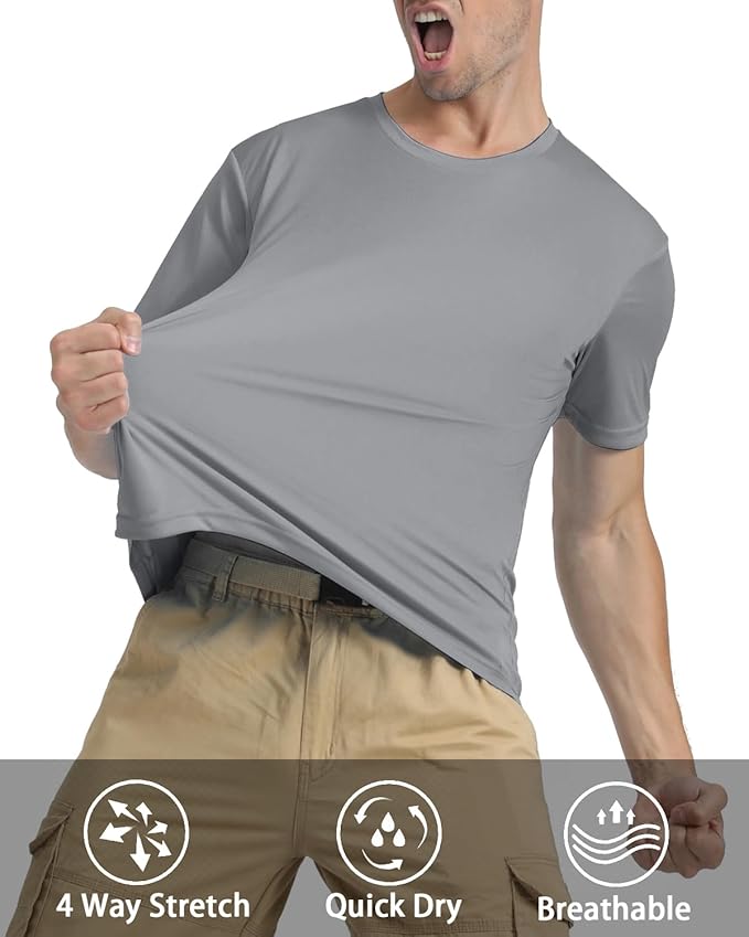 KEFITEVD Men's Short Sleeve UPF 50+ Sun Protection Shirts Quick Dry Rashguard Swim Shirt SPF Workout Fishing Athletic T-Shirt