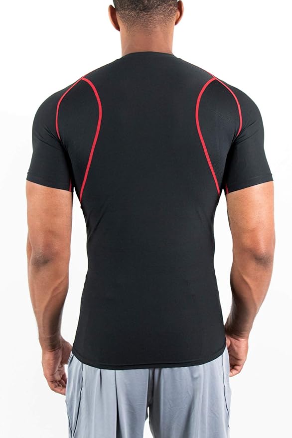 DEVOPS 3 Pack Men's Cool Dry Short Sleeve Compression Shirts, Sports Baselayer T-Shirts Tops, Athletic Workout Shirt
