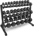 WF Athletic Supply Rubber Encased Hex Dumbbells with Rubber Grip Contoured Handle for Muscle Toning, Strength Building & Full Body Workout