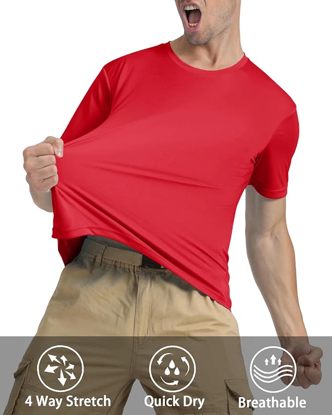 KEFITEVD Men's Short Sleeve UPF 50+ Sun Protection Shirts Quick Dry Rashguard Swim Shirt SPF Workout Fishing Athletic T-Shirt
