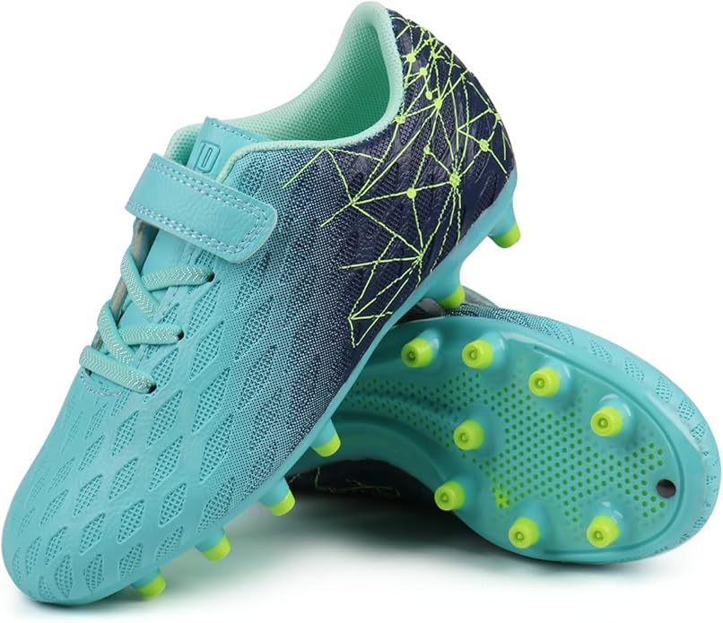 brooman Kids Firm Ground Soccer Cleats Boys Girls Athletic Outdoor Football Shoes