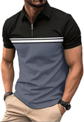 Men's Casual Polo Shirts Short Sleeve Fashion Golf Shirt Classic Striped Slim Fit T-Shirts