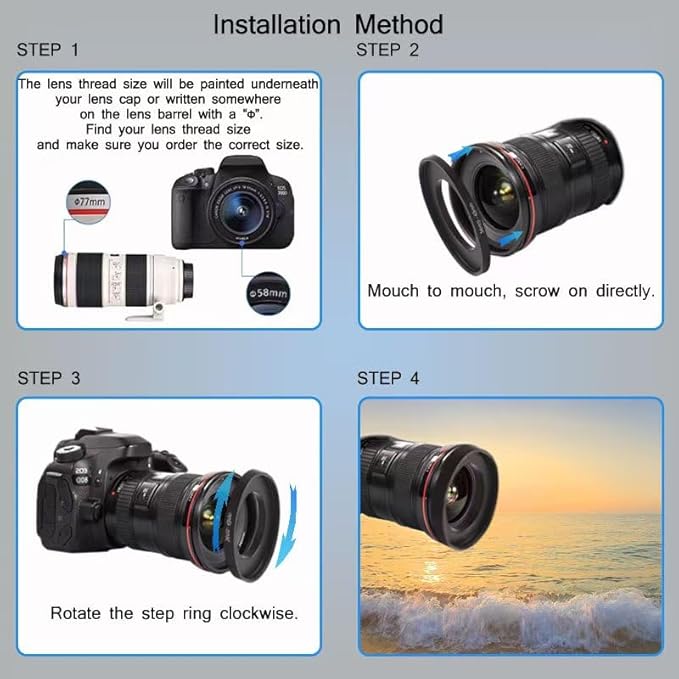 YAMAFOO 72mm to 55mm Step-Up Ring/Step Down Rings Filter Adapter for All Brands UV ND CPL Metal Ring Step-Up Rings Adapter Filter,Black (72-55)