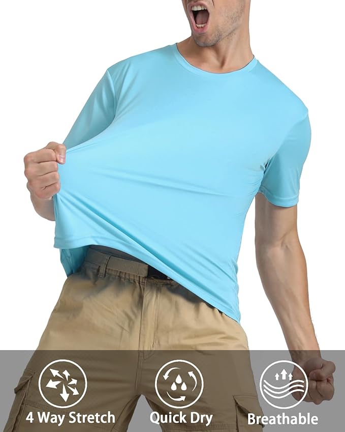 KEFITEVD Men's Short Sleeve UPF 50+ Sun Protection Shirts Quick Dry Rashguard Swim Shirt SPF Workout Fishing Athletic T-Shirt