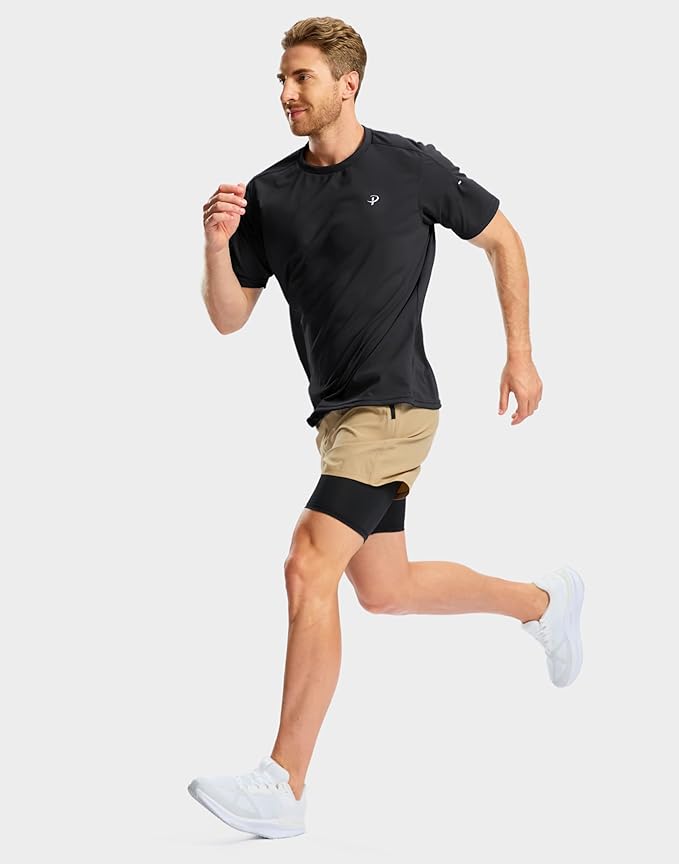 Pudolla Men's Workout Running T-Shirts Lightweight Quick Dry Athletic Gym Shirts for Men Short Sleeve Sport Tee Tops