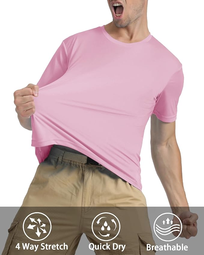 KEFITEVD Men's Short Sleeve UPF 50+ Sun Protection Shirts Quick Dry Rashguard Swim Shirt SPF Workout Fishing Athletic T-Shirt