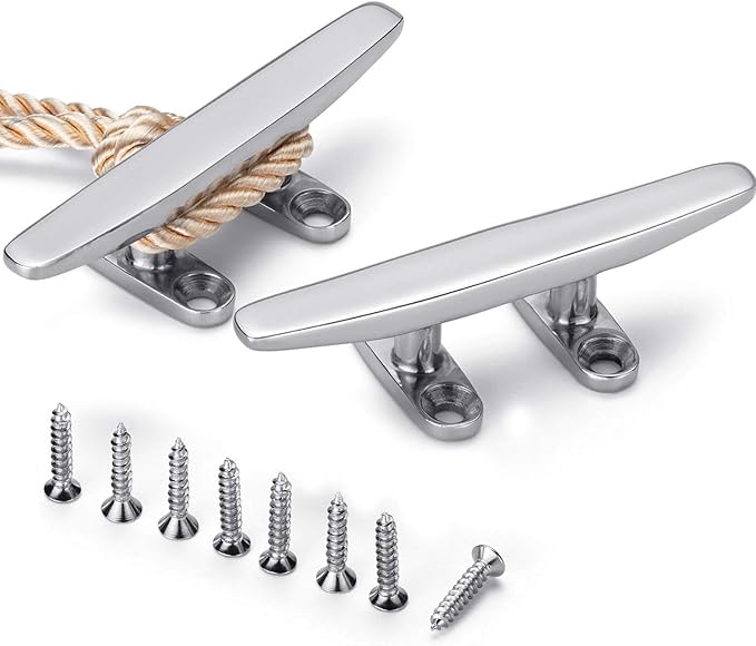 Boat Cleat Open Base Boat Cleat, Dock Cleat All 316 Stainless Steel Boat Mooring Accessories, Free Installation Accessories Screws(4/5 /6/8 inch)