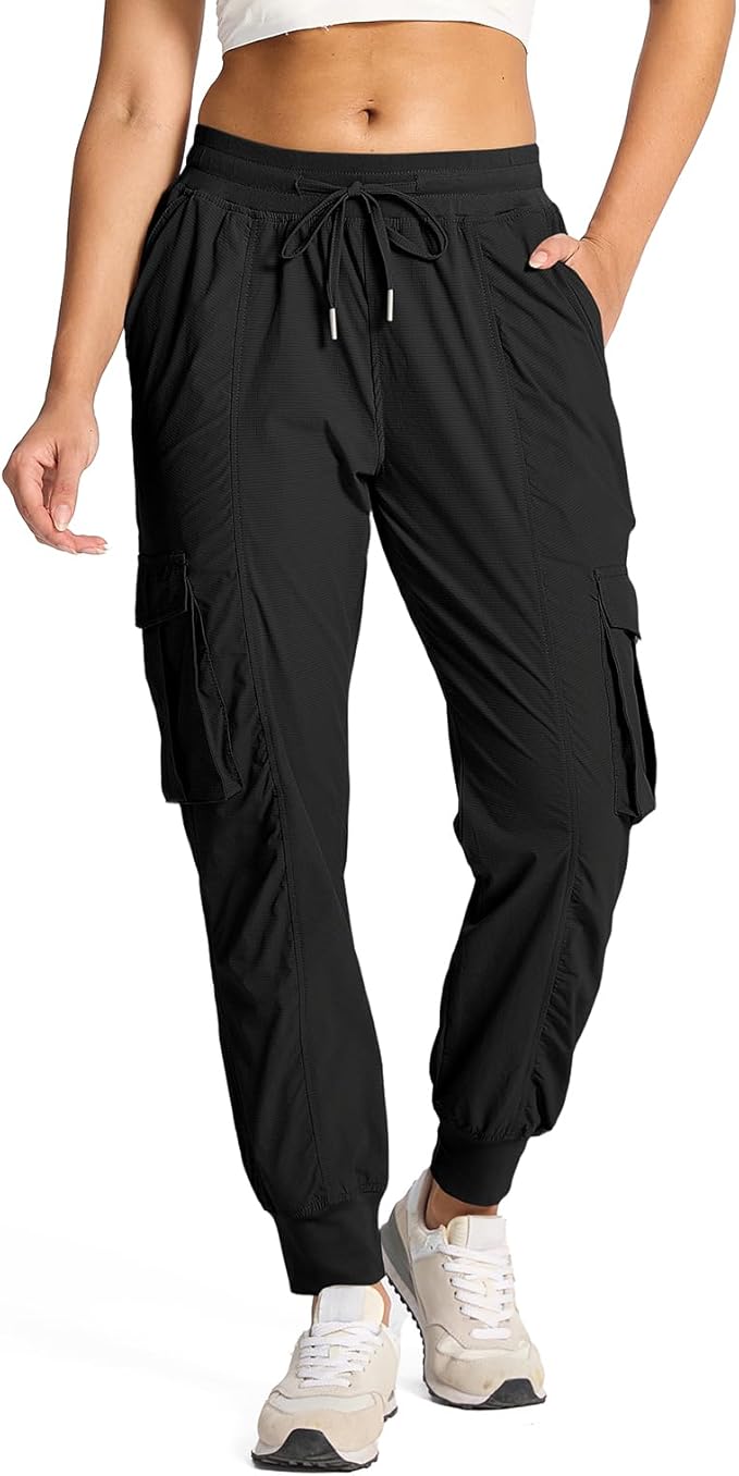 smawell Women's Hiking Cargo Pants with Pockets Lightweight Quick Dry Joggers Travel Camping Outdoor Pants