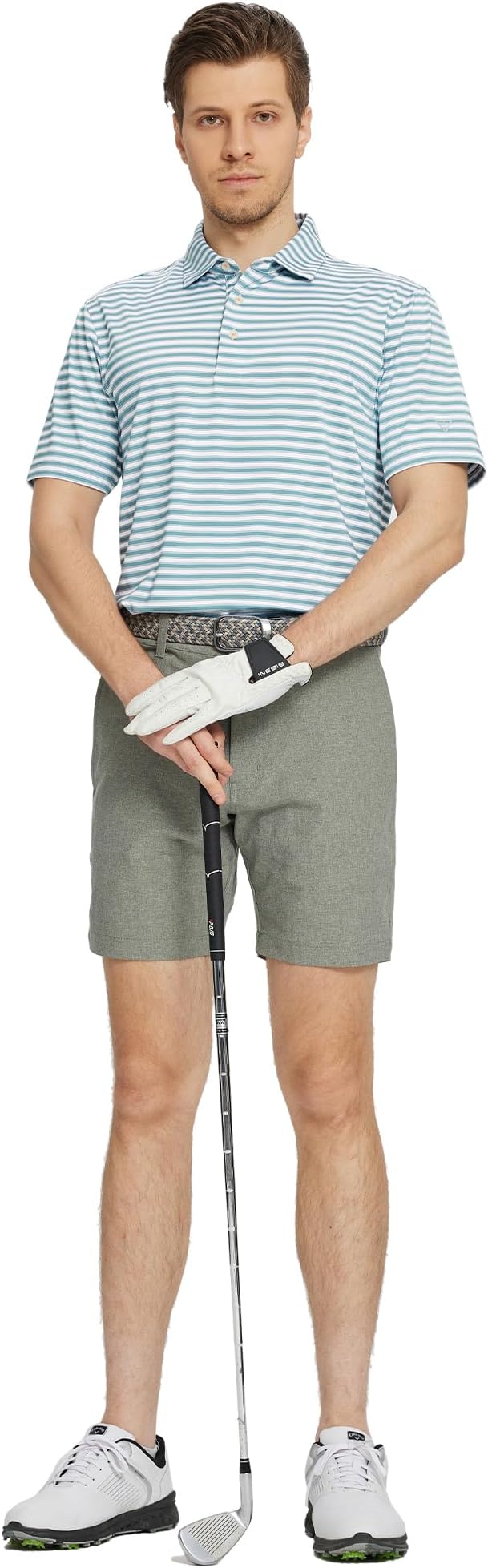 M MAELREG Golf Shirts for Men Short Sleeve Dry Fit Casual Striped Performance Moisture Wicking Collared Mens Polo Shirts