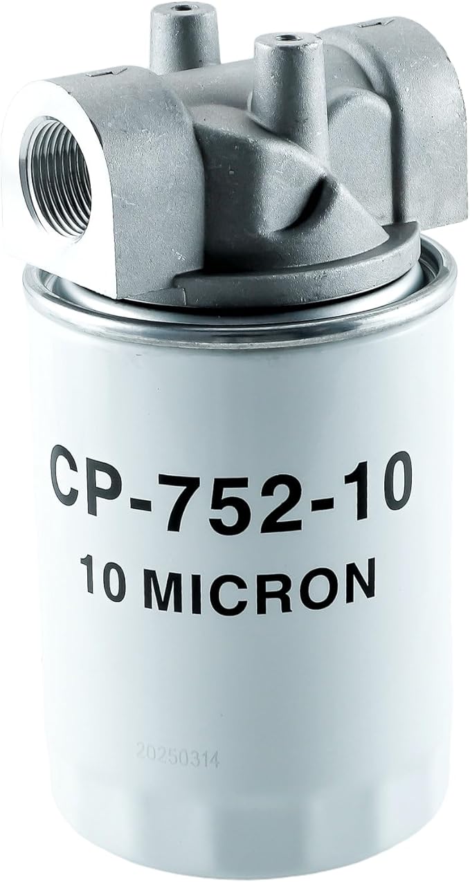 ‎‎Hydraulic Oil Filter Assembly - 3/4" NPT Ports,10 Micron Spin-On Hydraulic Return Line Filter Housing with Indicator Port, 20 GPM, 200 PSI for Log Splitters&Mini Excavators,Models 723-0405,CP-752-10