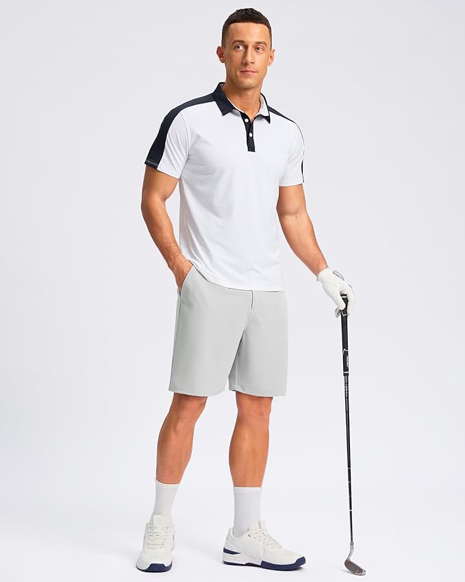 Pudolla Men's Casual Shorts 7"/9" Lightweight Golf Shorts with 3 Pockets Stretch Quick Dry Comfy Work Shorts