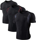 DEVOPS 3 Pack Men's Cool Dry Short Sleeve Compression Shirts, Sports Baselayer T-Shirts Tops, Athletic Workout Shirt