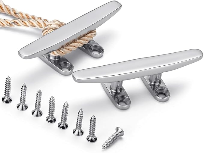Boat Cleat Open Base Boat Cleat, Dock Cleat All 316 Stainless Steel Boat Mooring Accessories, Free Installation Accessories Screws(4/5 /6/8 inch)