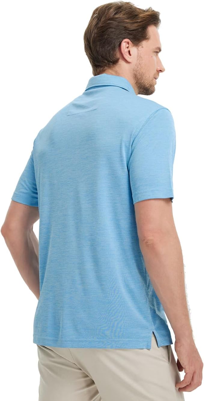 M MAELREG Golf Shirts for Men Short Sleeve Dry Fit Casual Striped Performance Moisture Wicking Collared Mens Polo Shirts