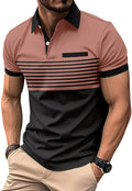 Men's Casual Polo Shirts Short Sleeve Fashion Golf Shirt Classic Striped Slim Fit T-Shirts