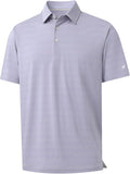 Rouen Polo Shirts for Men Dry Fit Performance Heather Stripe Golf Polo Moisture Wicking Lightweight Breathable Golf Shirts
