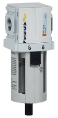 PneumaticPlus PPF3-N03B Compressed Air Particulate Filter 3/8" NPT, 5 Micron, Poly Bowl, Manual Drain, Bracket