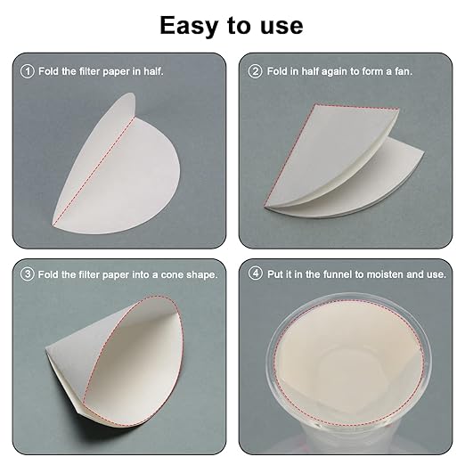 StonyLab Quantitative Filter Paper Circles, 74mm Diameter Cellulose Filter Paper with 20 Micron Particle Retention Medium Filtration Speed, Pack of 100