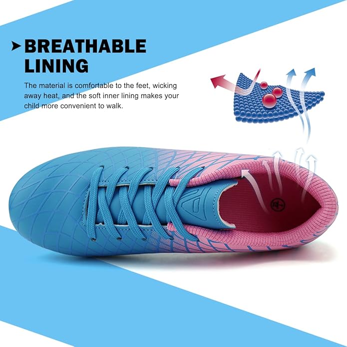 JABASIC Kids Outdoor Soccer Cleats Athletic Firm Ground Football Shoes