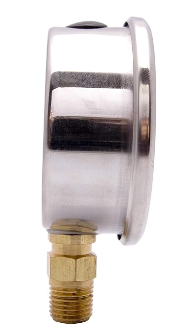 2-1/2" Oil Filled Pressure Gauge - Stainless Steel Case, Brass, 1/4" NPT, Lower Mount Connection, 0-160PSI