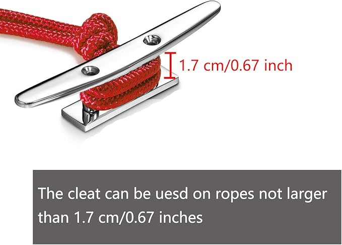 Boat Cleat 5 Inch Open Base 4 Pcs, Small Dock Cleat, Heavy Duty 316 Stainless Steel, Curtain Tie, Hook, Include Installation Screws