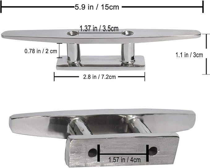 Boat Cleat Open Base Boat Cleat 4/5/6/8 inch, Dock Cleat All 316 Stainless Steel Boat Mooring Accessories, Include Installation Accessories Screws