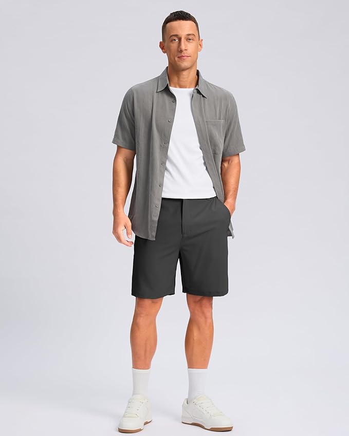Pudolla Men's Casual Shorts 7"/9" Lightweight Golf Shorts with 3 Pockets Stretch Quick Dry Comfy Work Shorts