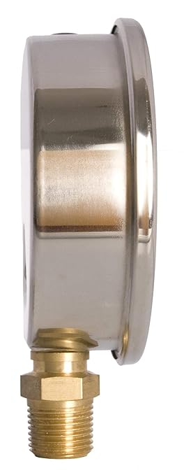 4" Oil Filled Pressure Gauge - Stainless Steel Case, Brass, 1/2" NPT, Lower Mount Connection, 0-1,000PSI