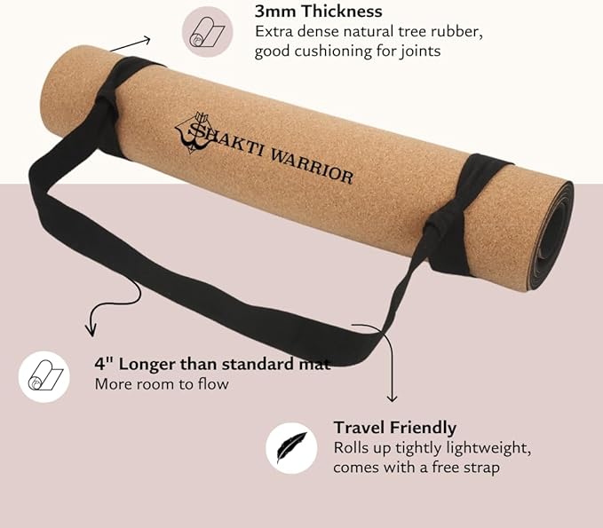 Cork Yoga Mat - Artist Designed, Premium Printed Eco-Friendly Non-Slip mat, Great for Regular & Hot Yoga, Pilates, Workouts 72 inch x 24 inch x 3mm Thick