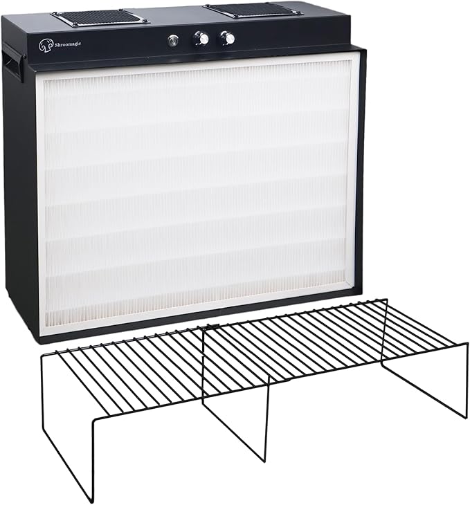 Laminar Flow Hood with H13 HEPA Filter (20"x15"）, FFU Class 100 / ISO 5 Clean Bench with Light for Mycology, Mushroom Cultivation, Lab & Cleanroom, 24V DC with 100–240V Adapter