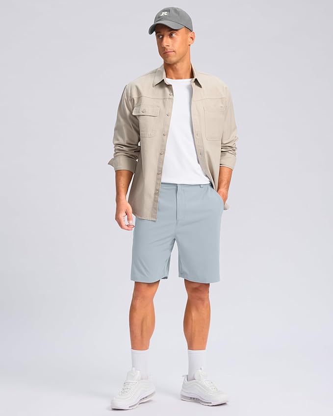 Pudolla Men's Casual Shorts 7"/9" Lightweight Golf Shorts with 3 Pockets Stretch Quick Dry Comfy Work Shorts
